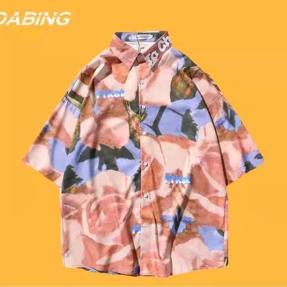 Other - Summer Japanese retro casual shirt loose lapel floral short-sleeved shirt
